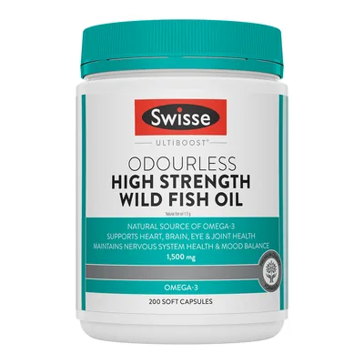 Swisse Ultiboost Odourless High Strength Wild Fish Oil 200 Soft Capsules